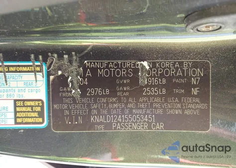 2005 Kia Amanti from USA, damaged, VIN KNALD124155053451